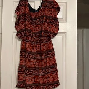 Orange & Black Mid Length Dress